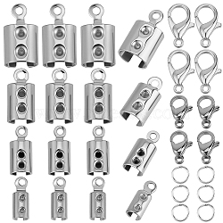 DIY Jewelry Making Finding Kits, including 304 Stainless Steel Folding Crimp Ends & Lobster Claw Clasps, Zinc Alloy Lobster Claw Clasps, Iron Open Jump Rings, Mixed Color, 11x5.5mm, Hole: 1.4mm, 50pcs(DIY-CN0003-77)