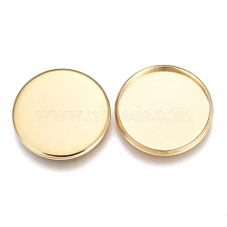 304 Stainless Steel Plain Edge Bezel Cups, Cabochon Settings, Flat Round, Golden, Tray: 20mm, 21.5x1.8mm(STAS-E460-10G-20MM)