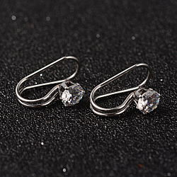 304 Stainless Steel Rhinestone Cuff Earrings, Stainless Steel Color, 19x8x12mm(X-EJEW-M055-01P)