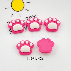 Opaque Resin Decoden Cabochons, Cartoon Paw Print, Deep Pink, 14x16mm(PW-WG43330-01)