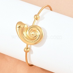 Ocean Theme 304 Stainless Steel Cuff Bangles, Torque Bangles for Women, Real 18K Gold Plated, Conch, Inner Diameter: 2.48 inch(6.3cm), Conch: 29x20mm(SA-Z002-02G-03)