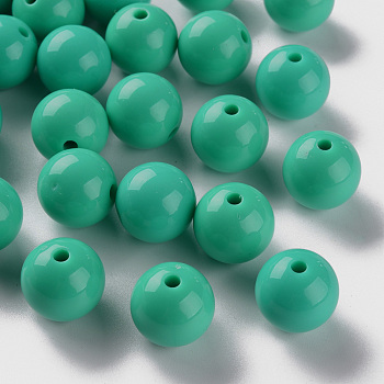 Opaque Acrylic Beads, Round, Light Sea Green, 16x15mm, Hole: 2.8mm, about 220pcs/500g