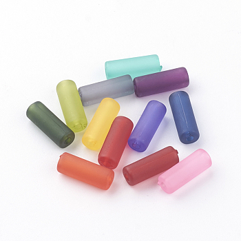Transparent Acrylic Beads, Frosted, Column, Mixed Color, 13x5mm, Hole: 1.5mm