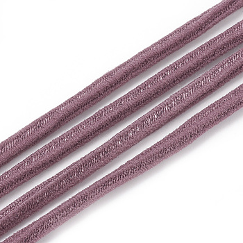 Elastic Cord, with Nylon Outside and Rubber Inside, Rosy Brown, 4x3.5mm, about 100yard/bundle(300 feet/bundle)