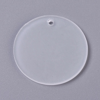 Acrylic Pendants, with Films, Flat Round, for Acrylic Ornaments, Blank Keychains, and DIY Crafts, Clear, 49.5x2.5mm, Hole: 3.5mm