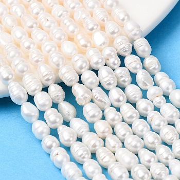 Natural Cultured Freshwater Pearl Beads Strands, Rice, Grade A, PapayaWhip, 4~5mm, Hole: 0.5mm, about 54~62pcs/strand, 13.78~13.98''(35~35.5cm)