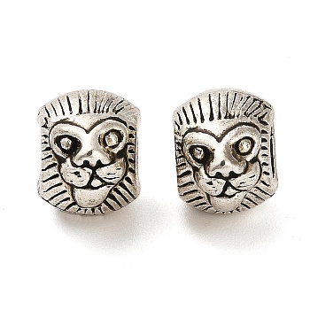 Tibetan Style Alloy European Beads, Large Hole Beads, Cadmium Free & Lead Free, Lion, Antique Silver, 13x7x10.5mm, Hole: 5mm, about 321pcs/1000g