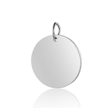 201 Stainless Steel Pendants, Manual Polishing, Flat Round, Stamping Blank Tag, Stainless Steel Color, 18x1.5mm, Hole: 3.5mm