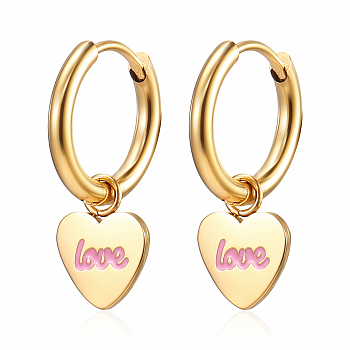 Stylish Stainless Steel LOVE Heart Pendant Earrings for Women's Daily Wear