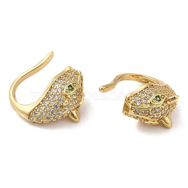 Rack Plating Brass Micro Pave Cubic Zirconia Leopard Cuff Earrings(EJEW-E290-04G)-2
