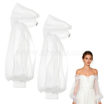 Polyester Detachable Mesh Puff Sleeves, for Wedding Bridal Dress Tulle Accessories, Floral White, 490x740x3.5mm(AJEW-WH0709-257A)