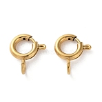 Ion Plating(IP) 304 Stainless Steel Spring Ring Clasps, Real 18K Gold Plated, 5x1.5mm, Hole: 1.6mm(X-STAS-C114-04A-G)