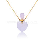 1Pc Stainless Steel Heart Natural Rose Quartz Perfume Bottle Necklaces for Women, Golden, 18.54 inch(47.1cm)(NJEW-CA0001-26A)
