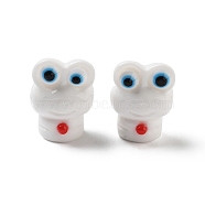 Resin Beads, Frog, White, 16x12.5x11.5mm, Hole: 2mm(FIND-M034-01A)