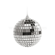 Plastic Disco Ball Pendant Decoration, Glass Mirror Mosaic Craft Decoration Sphere, Silver, 40mm(XMAS-PW0002-01C)