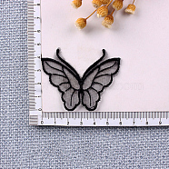 Lace Embroidery Sewing Fiber, DIY Garment Accessories, Butterfly, Black, 43x60mm(DIY-WH0122-09A)