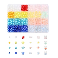 392Pcs 24 Style Transparent Acrylic Beads, Bead in Bead, Flower & Candy & Rabbit & Cube & Star & Round, Mixed Color, 392pcs/box(TACR-YW0001-27)