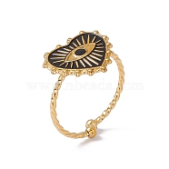 Enanel Horse Eye Open Cuff Ring, Golden 304 Stainless Steel Jewelry for Women, Heart Pattern, Heart:14x14.5mm, US Size 7 1/4(17.5mm)(RJEW-C038-01B-G)