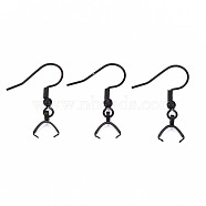 Ion Plating(IP) 304 Stainless Steel Hooks, Ear Wire, with Ice Pick Pinch Bails, Electrophoresis Black, 19x26~28mm, 21 Gauge, Pin: 0.7mm(STAS-N092-136B)
