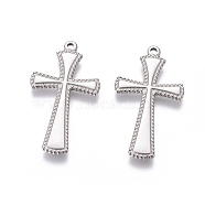 304 Stainless Steel Pendants, Cross, Antique Silver, 39x21x2mm, Hole: 1.8mm(STAS-G214-40AS)