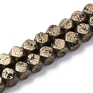 Electroplated Natural Lava Rock Beads Strands, Faceted, Cube, Antique Golden Plated, 6~6.5x6~6.5x6~6.5mm, Hole: 1.2mm, about 62pcs/strand, 16.14''(41cm)(G-A256-C01-01E)