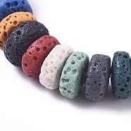 Natural Lava Rock Beads Strands, Dyed, Flat Round/Disc, Mixed Color, 8x4mm, Hole: 1.6mm, about 54~61pcs/strand, 7.68 inch~7.87 inch(19.5~20cm)(G-L546-B-01)