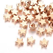 Brass Beads, Star, Light Gold, 5.5x6x2.5mm, Hole: 1mm(KK-R037-150KC)