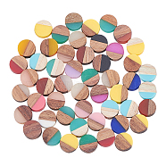 Opaque Resin & Wood Cabochons, Flat Round, Mixed Color, 10x3.5~4mm(RESI-PH0001-13)