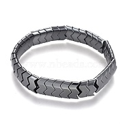 Non-magnetic Synthetic Hematite Stretch Bracelets, Wave, Inner Diameter: 2-1/4 inch(5.6cm), Bead: 12x7x5mm(BJEW-O179-09)