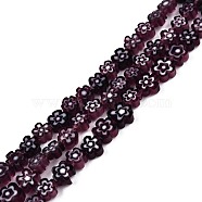 Handmade Millefiori Glass Bead Strands, Plum Bossom, Old Rose, 6~7x6~8x2.5~3mm, Hole: 1mm, about 63~65pcs/strand, 15.55 inch~15.94 inch(39.5~40.5cm)(LAMP-N029-017A-01)