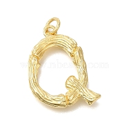 Rack Plating Brass Pendants, Glass Charms, Long-Lasting Plated, Cadmium Free & Lead Free, Real 18K Gold Plated, Letter Q, 37.5x29.5x6mm, Hole: 5mm(KK-I721-01G-Q)