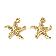 Ion Plating(IP) 304 Stainless Steel Pendants, Starfish Charm, Real 18K Gold Plated, 16x14x2mm, Hole: 1.5mm(STAS-M323-33G)