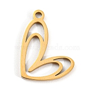 Golden Plated 304 Stainless Steel Pendants, Laser Cut, Heart, 16x15x1mm, Hole: 1.5mm(STAS-L271-01G-05)