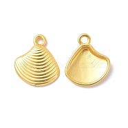 Rack Plating Alloy Charms, Cadmium Free & Lead Free & Nickle Free, Shell Charm, Matte Gold Color, 14.5x13x2mm, Hole: 1.6mm(FIND-I036-50MG)