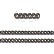 Brass Twisted Chains, Curb Chains, Unwelded, with Spool, Oval, Lead Free & Nickel Free & Cadmium Free, Antique Bronze, 1.8x1x0.36mm, about 301.83 Feet(92m)/roll(CHC-S100-AB-NF)