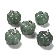 Natural Green Aventurine Bell Pepper Figurines, for Home Desktop Decoration, with Alloy Findings, 29x30mm(G-Q190-02P-03)