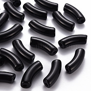 Opaque Acrylic Beads, Curved Tube, Black, 36x13.5x11.5mm, Hole: 4mm, about 133pcs/500g(MACR-S372-001B-S002)