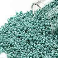 TOHO Round Seed Beads, Japanese Seed Beads, (132) Opaque Luster Turquoise, 11/0, 2.2mm, Hole: 0.8mm, about 1103pcs/10g(X-SEED-TR11-0132)
