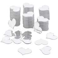 Elite 300Pcs Heart Mirror Self Adhesive Acrylic Mosaic Tiles, Silver, 17x20.5x1mm(DIY-PH0021-93)