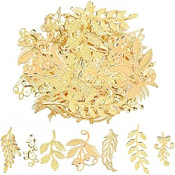 ARRICRAFT 56Pcs 7 Style DIY Jewelry Making Finding Kit, Including Iron Cabochons & Pendants, Leaf, Golden, 40~66x20~31mm, 56Pcs/box(DIY-AR0003-14)