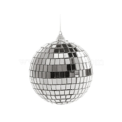 Plastic Disco Ball Pendant Decoration, Glass Mirror Mosaic Craft Decoration Sphere, Silver, 40mm(XMAS-PW0002-01C)