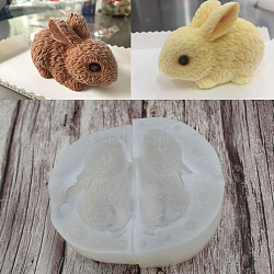 Food Grade Bunny Silicone Molds, Fondant Molds, For DIY Cake Decoration, Chocolate, Candy, UV Resin & Epoxy Resin Jewelry Making, Rabbit, Random Single Color or Random Mixed Color, 62x105mm, Rabbit: 85x50x45mm, 2pcs/set(DIY-L015-01)