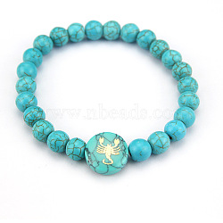 Minimalist European Style Constellation Synthetic Turquoise Beaded Stretch Bracelets for Women, Scorpio(XC6059-4)