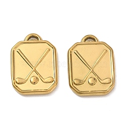 304 Stainless Steel Pendants, Rectangle with Golf Club Charms, Ion Plating(IP), Real 18K Gold Plated, 24x17x3mm, Hole: 1.3mm(SA-CBAAC28-16G)