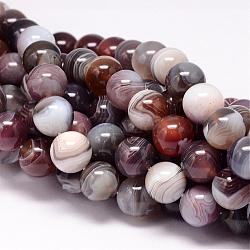 Natural Botswana Agate Beads Strands, Round, 10mm, Hole: 1mm, about 38pcs/strand, 15.7 inch(G-P132-05-10mm)