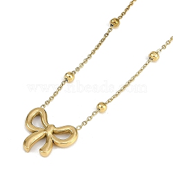 PVD Vacuum Plating 304 Stainless Steel Bowknot Pendant Satellite Chain Necklaces, Golden, 15.94 inch(40.5cm)(NJEW-I129-06G)