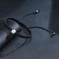 Natural Howlite Bead Braided Bead Bracelets, Adjustable Polyester Cord Bracelets for Women Men, 6-1/4 inch(16cm)(JL4365-2)