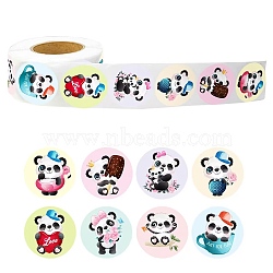 Round Paper Self-Adhesive Panda Thank You Gift Sticker Rolls, Decorative Sealing Decals for Gift, Mixed Color, 25mm, 500pcs/roll(PW-WG95786-01)