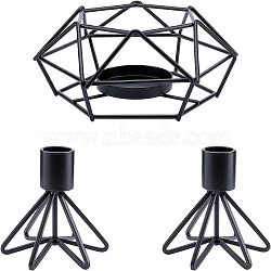 SUPERFINDINGS Iron Candle Holder, Perfect Home Party Decoration, Column & Polygon, Electrophoresis Black, 3pcs/set(AJEW-FH0001-34)