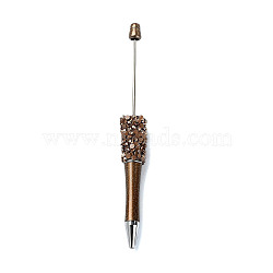 Plastic Beadable Pens, Resin Rhinestone Ball-Point Pen, for DIY Personalized Pen, Sienna, 145x16mm(DIY-Q036-02G)